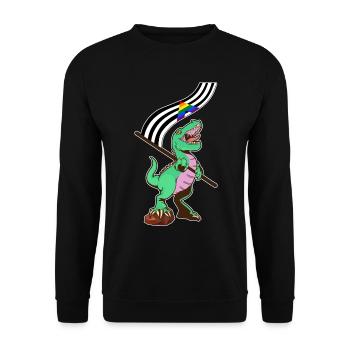 LGBTQ-Flagge - Dinosaurier Straight Ally - Unisex Pullover - Schwarz - Vorne - Alina (178cm) & Michal (187cm)