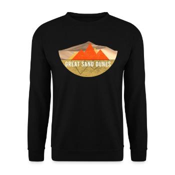 Altmodisch - Nationalpark Great Sand Dunes - Unisex Pullover - Schwarz - Vorne - Alina (178cm) & Michal (187cm)