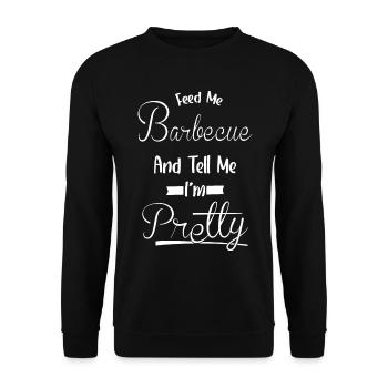 Sag Mir, Ich Bin Hübsch - Food Barbecue - Unisex Pullover - Schwarz - Vorne - Alina (178cm) & Michal (187cm)