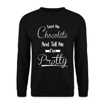 Sag Mir, Ich Bin Hübsch - Lebensmittelschokolade - Unisex Pullover - Schwarz - Vorne - Alina (178cm) & Michal (187cm)