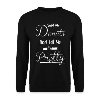 Dis-moi que je suis jolie - Mange des beignets - Sweat-shirt Unisexe - noir - Devant - Alina (178cm) & Michal (187cm)