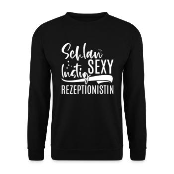 Schlau Lustig Sexy Rezeptionistin - Unisex Pullover - Schwarz - Vorne - Alina (178cm) & Michal (187cm)