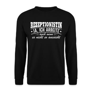 Rezeptionistin Ja Ich Arbeite Auch Wenn - Unisex Pullover - Schwarz - Vorne - Alina (178cm) & Michal (187cm)