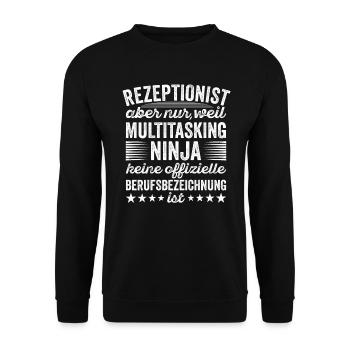 Rezeptionist Aber Nur Weil Multitasking - Unisex Pullover - Schwarz - Vorne - Alina (178cm) & Michal (187cm)