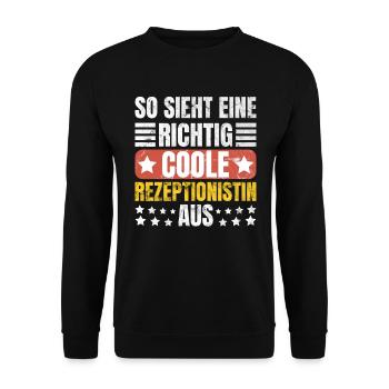 So Sieht Richtig Coole Rezeptionoistin - Unisex Pullover - Schwarz - Vorne - Alina (178cm) & Michal (187cm)