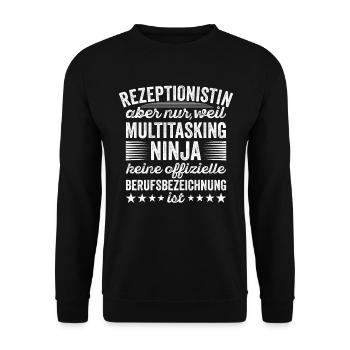Rezeptionistin Aber Nur Weil Multitaskin - Unisex Pullover - Schwarz - Vorne - Alina (178cm) & Michal (187cm)
