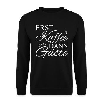 Erst Kaffee Dann Gäste - Unisex Pullover - Schwarz - Vorne - Alina (178cm) & Michal (187cm)