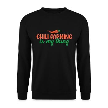 Chili Farming Is My Thing - Unisex Pullover - Schwarz - Vorne - Alina (178cm) & Michal (187cm)