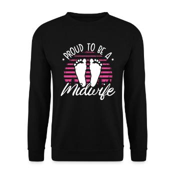 Midwife Proud to be a midwife - Unisex Sweatshirt - black - Front - Alina (178cm) & Michal (187cm)