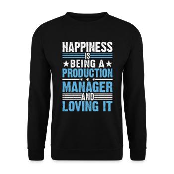 Happiness Is Being A Production Manager - Unisex Pullover - Schwarz - Vorne - Alina (178cm) & Michal (187cm)
