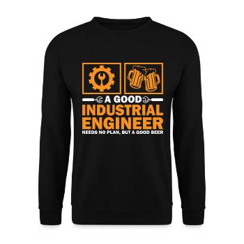 A Good Industrial Engineer Needs No Plan - Unisex Sweatshirt - black - Front - Alina (178cm) & Michal (187cm)