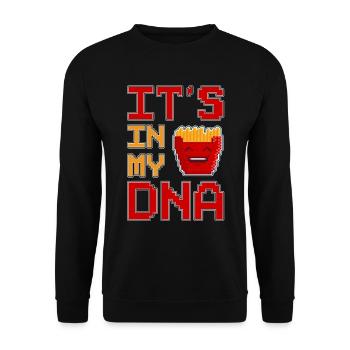 C’est dans mon ADN Pixel Art Fries Fries - Sweat-shirt Unisexe - noir - Devant - Alina (178cm) & Michal (187cm)
