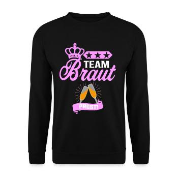 Team Braut JGA Shirt Junggesellinnenabschied Idee - Unisex Pullover - Schwarz - Vorne - Alina (178cm) & Michal (187cm)