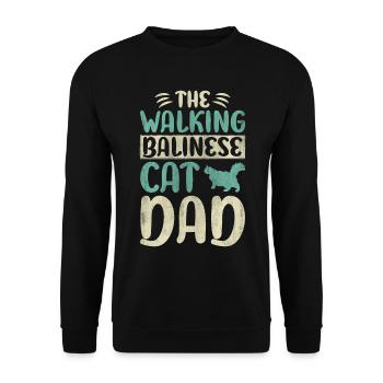 The Walking Balinese Cat Dad Kitty Cat Walking - Unisex Pullover - Schwarz - Vorne - Alina (178cm) & Michal (187cm)