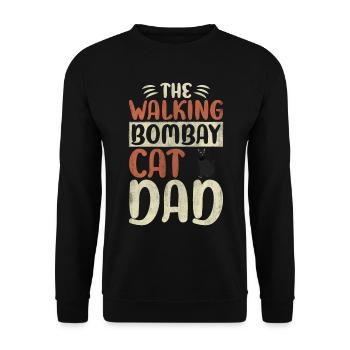 The Walking Bombay Cat Dad Kitty Cat Walking - Unisex Pullover - Schwarz - Vorne - Alina (178cm) & Michal (187cm)