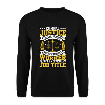 Criminal Justice Social Worker - Unisex Pullover - Schwarz - Vorne - Alina (178cm) & Michal (187cm)