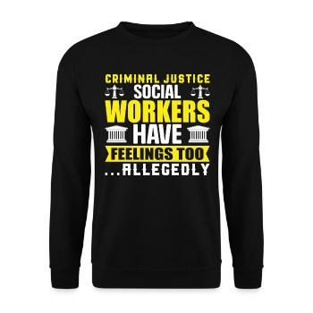 Criminal Justice Social Workers - Unisex Pullover - Schwarz - Vorne - Alina (178cm) & Michal (187cm)
