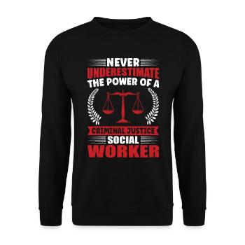 Pouvoir du travailleur social en justice pénale - Sweat-shirt Unisexe - noir - Devant - Alina (178cm) & Michal (187cm)