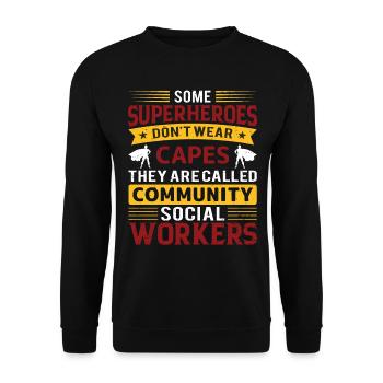 Some Superheroes Do Not Wear Capes - Unisex Pullover - Schwarz - Vorne - Alina (178cm) & Michal (187cm)