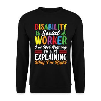 Travailleur social handicapé Je ne discute pas - Sweat-shirt Unisexe - noir - Devant - Alina (178cm) & Michal (187cm)