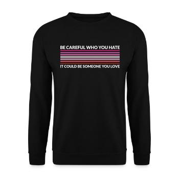 Attention qui déteste - Rouge à lèvres LGBTQ - Sweat-shirt Unisexe - noir - Devant - Alina (178cm) & Michal (187cm)
