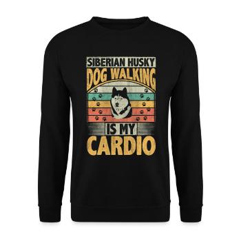 Siberian Husky Dog Walking est mon amoureux des chiens cardio - Sweat-shirt Unisexe - noir - Devant - Alina (178cm) & Michal (187cm)