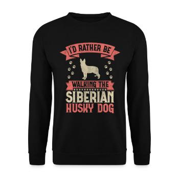Je préfère marcher l’amoureux des chiens husky sibériens - Sweat-shirt Unisexe - noir - Devant - Alina (178cm) & Michal (187cm)