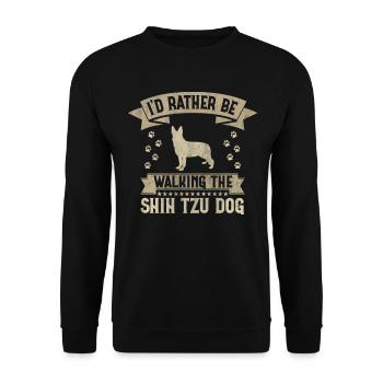 I'd Rather Be Walking The Shih Tzu Dog Lover Puppy - Unisex Pullover - Schwarz - Vorne - Alina (178cm) & Michal (187cm)