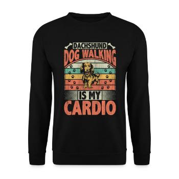Dachshund Dog Walking Is My Cardio Dog Lover Puppy - Unisex Pullover - Schwarz - Vorne - Alina (178cm) & Michal (187cm)
