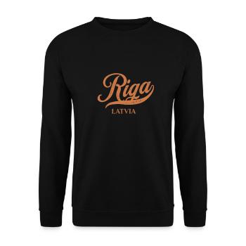 Retro Lettonie City - Vintage Riga - Sweat-shirt Unisexe - noir - Devant - Alina (178cm) & Michal (187cm)