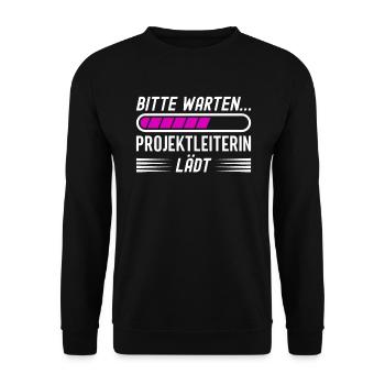 Bitte Warten Projektleiterin Lädt - Unisex Pullover - Schwarz - Vorne - Alina (178cm) & Michal (187cm)