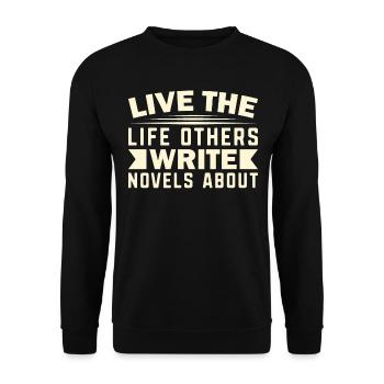 Vivre les autres Écrire des romans sur le voyageur de voyage - Sweat-shirt Unisexe - noir - Devant - Alina (178cm) & Michal (187cm)