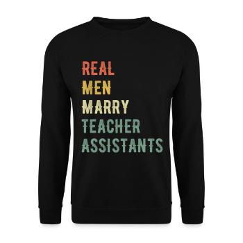 De vrais hommes épousent des assistants d’enseignement - Sweat-shirt Unisexe - noir - Devant - Alina (178cm) & Michal (187cm)