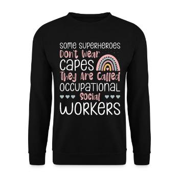 Some Superheroes Don't Wear Capes - Unisex Sweatshirt - black - Front - Alina (178cm) & Michal (187cm)