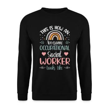 Awesome Occupational Social Worker - Unisex Pullover - Schwarz - Vorne - Alina (178cm) & Michal (187cm)
