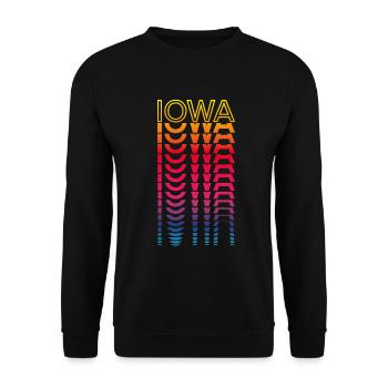 Retro Nostalgic USA State - Rainbow Iowa - Unisex Sweatshirt - black - Front - Alina (178cm) & Michal (187cm)