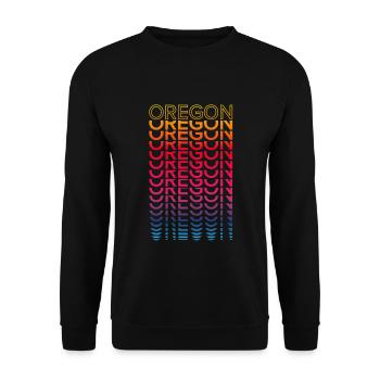 Retro Nostalgisch USA Staat - Regenbogen Oregon - Unisex Pullover - Schwarz - Vorne - Alina (178cm) & Michal (187cm)