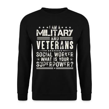 Je suis un travailleur social militaire et vétéran - Sweat-shirt Unisexe - noir - Devant - Alina (178cm) & Michal (187cm)