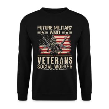 Future Military & Veterans Social Worker - Unisex Sweatshirt - black - Front - Alina (178cm) & Michal (187cm)
