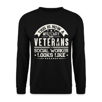 Travailleur social militaire et vétéran - Sweat-shirt Unisexe - noir - Devant - Alina (178cm) & Michal (187cm)