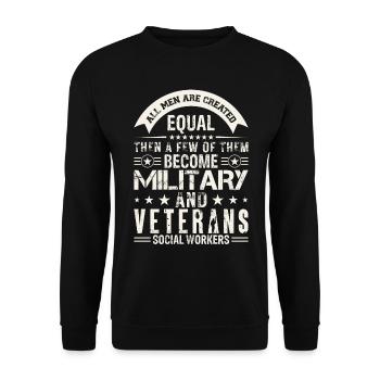 All Men Created Equal Military Veterans - Unisex Pullover - Schwarz - Vorne - Alina (178cm) & Michal (187cm)
