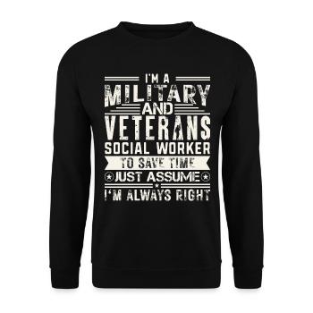 Je suis un travailleur social militaire et vétéran - Sweat-shirt Unisexe - noir - Devant - Alina (178cm) & Michal (187cm)