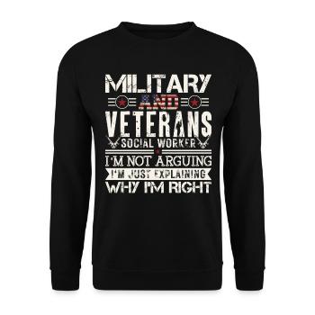 Military And Veternas Social Worker - Unisex Sweatshirt - black - Front - Alina (178cm) & Michal (187cm)