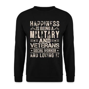 Happiness Is Being Military & Veterans - Unisex Sweatshirt - black - Front - Alina (178cm) & Michal (187cm)
