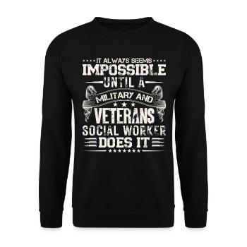 Travailleur social militaire et vétéran - Sweat-shirt Unisexe - noir - Devant - Alina (178cm) & Michal (187cm)