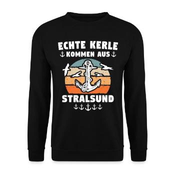 Stralsund Souvenir Ostsee Urlaub - Unisex Pullover - Schwarz - Vorne - Alina (178cm) & Michal (187cm)