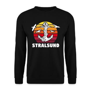 Stralsund Souvenir Ostsee Urlaub - Unisex Pullover - Schwarz - Vorne - Alina (178cm) & Michal (187cm)