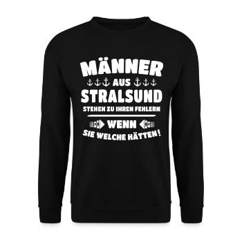 Stralsund Souvenir Ostsee Urlaub - Unisex Pullover - Schwarz - Vorne - Alina (178cm) & Michal (187cm)