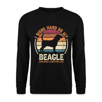 Travaillez dur - Retro Beagle - Sweat-shirt Unisexe - noir - Devant - Alina (178cm) & Michal (187cm)