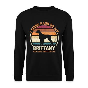 Travailler dur - Retro Brittany - Sweat-shirt Unisexe - noir - Devant - Alina (178cm) & Michal (187cm)